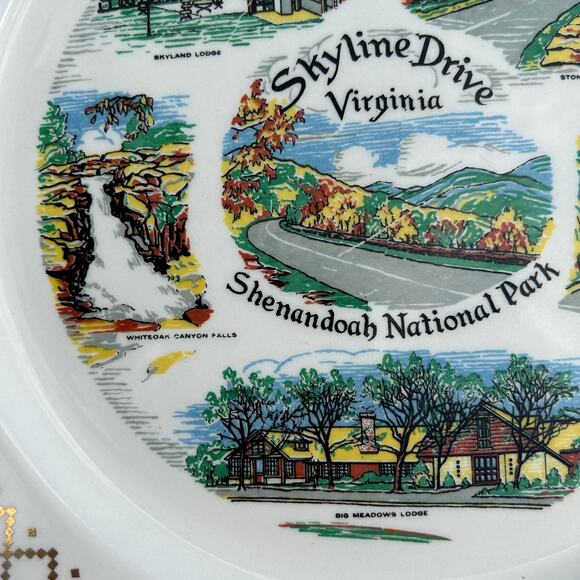 Vintage Sklyline Drive Virginia Souvenir Plate Knowels Shenandoah National Park - Picture 7 of 8